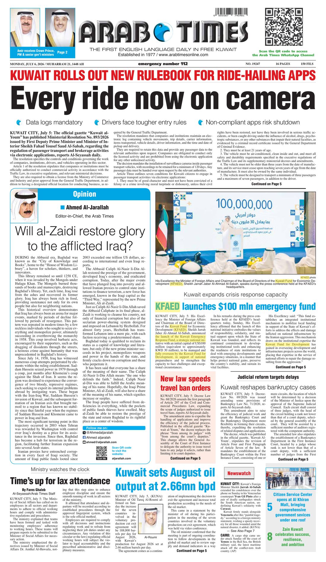 Arab Times clipping