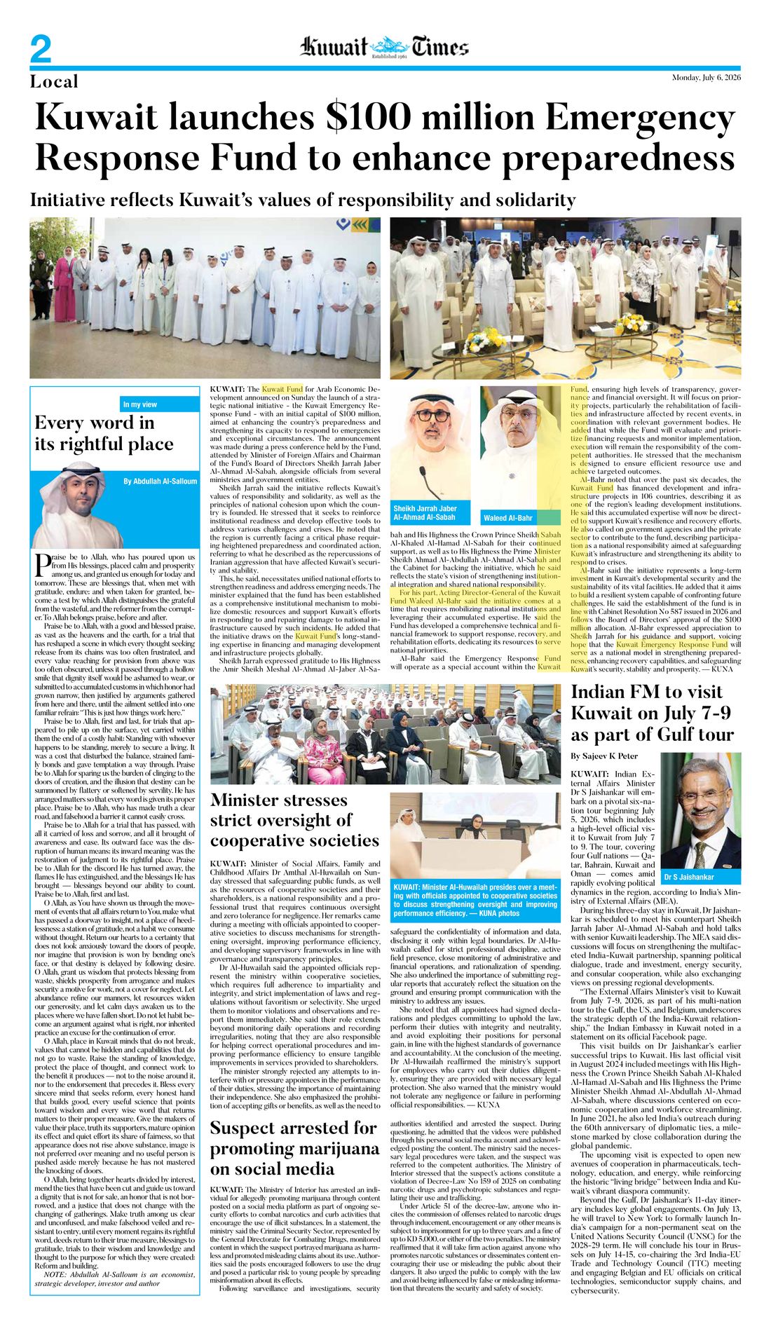 Kuwait Times clipping