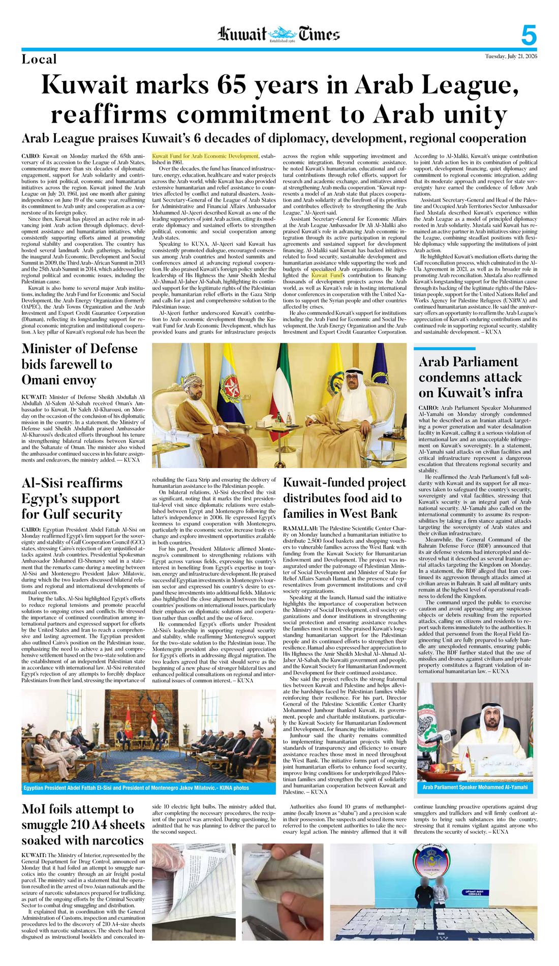 Kuwait Times clipping