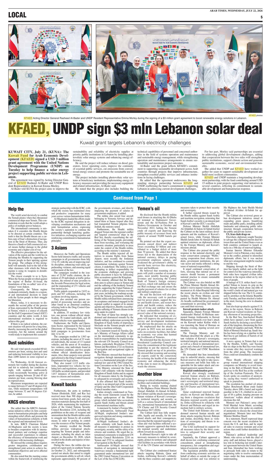 Arab Times clipping