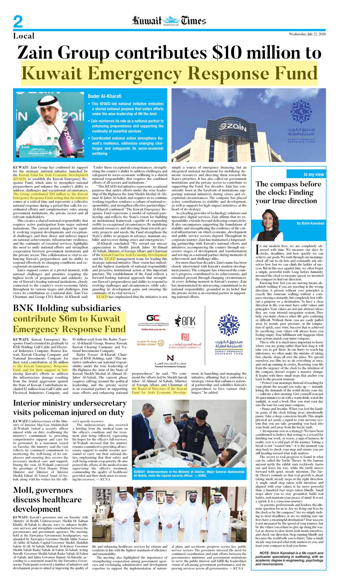 Kuwait Times clipping