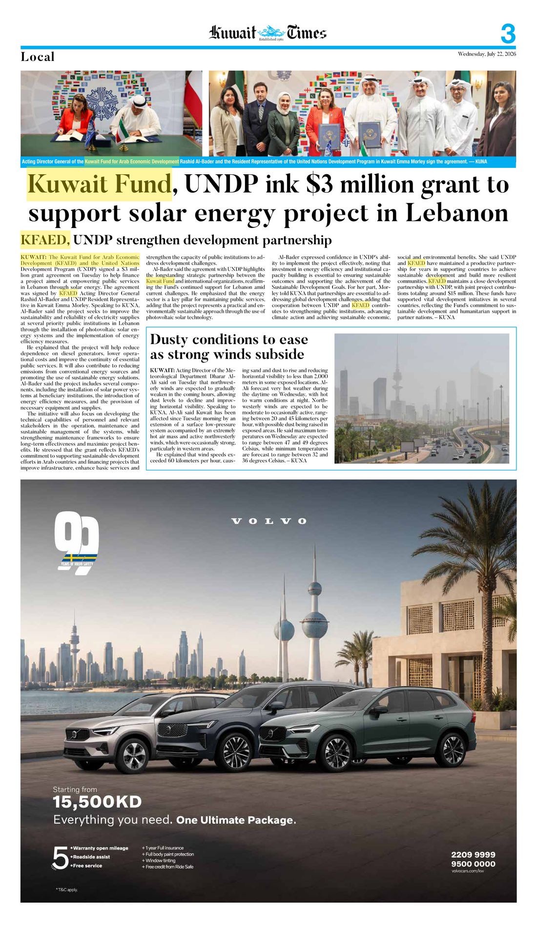 Kuwait Times clipping