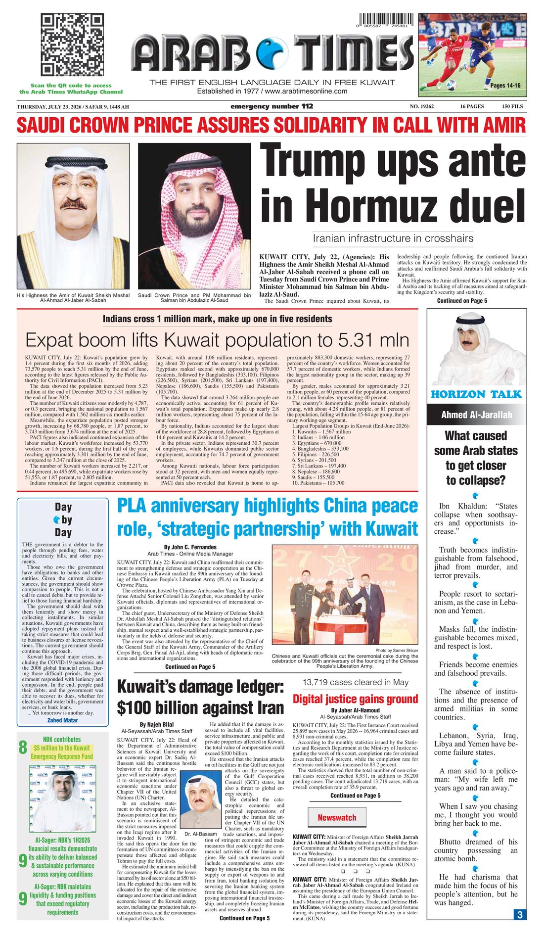 Arab Times clipping