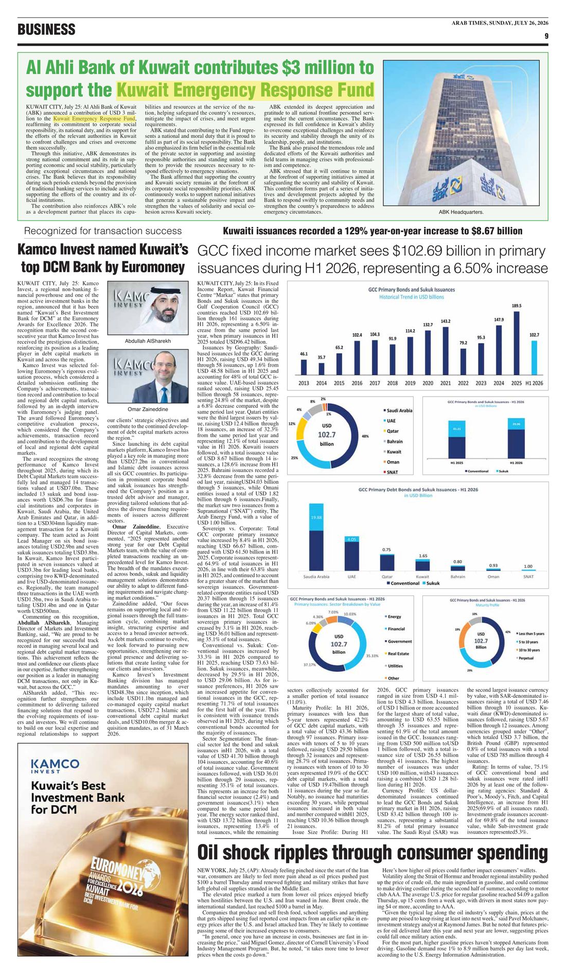 Arab Times clipping