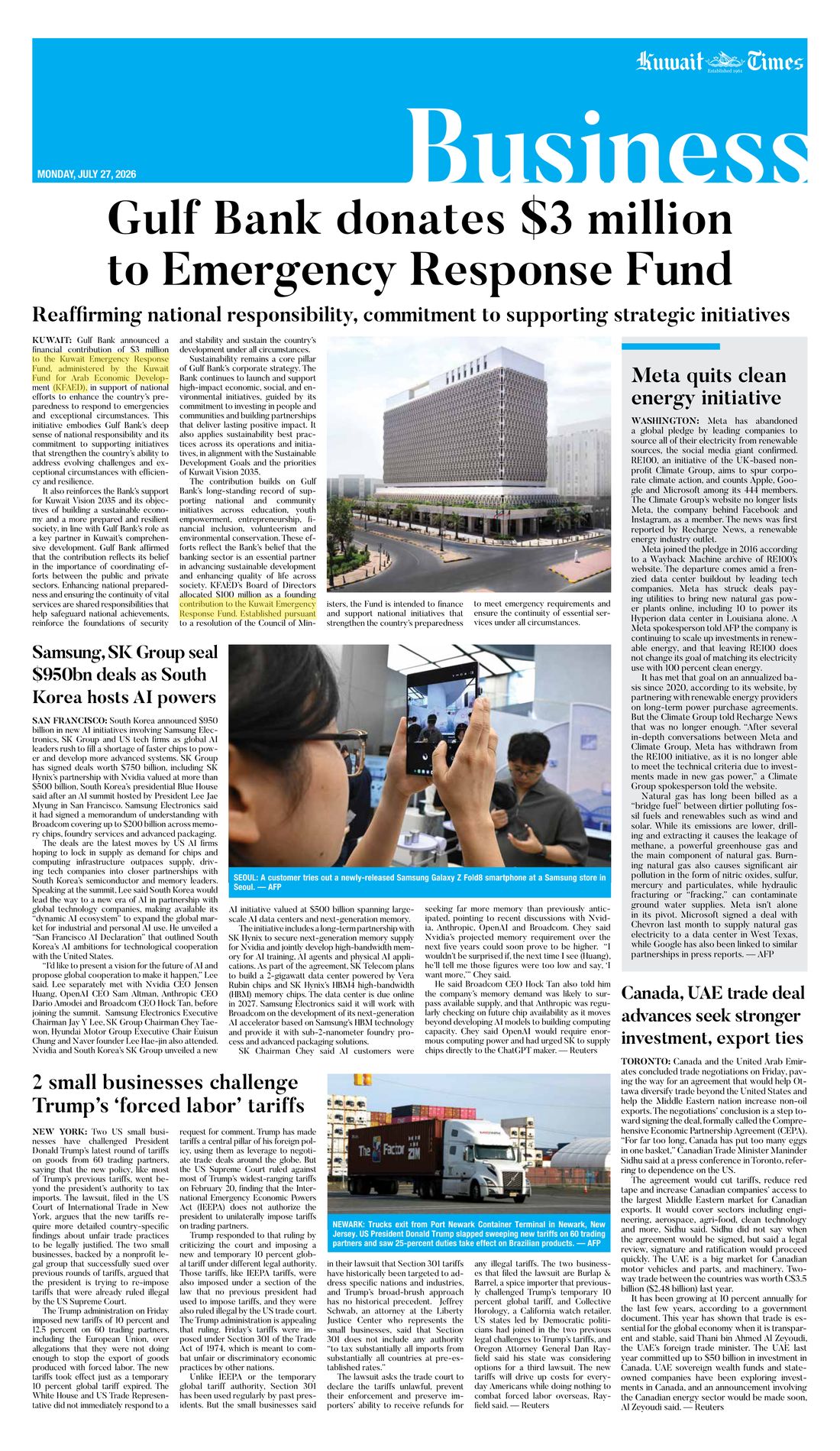 Kuwait Times clipping