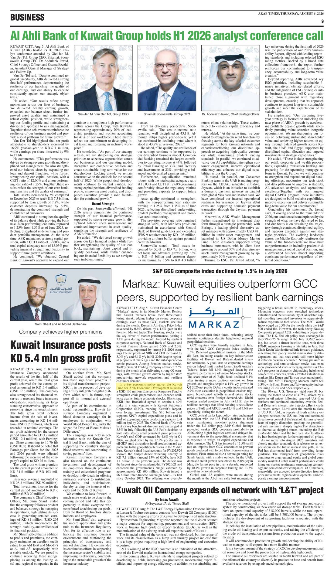 Arab Times clipping