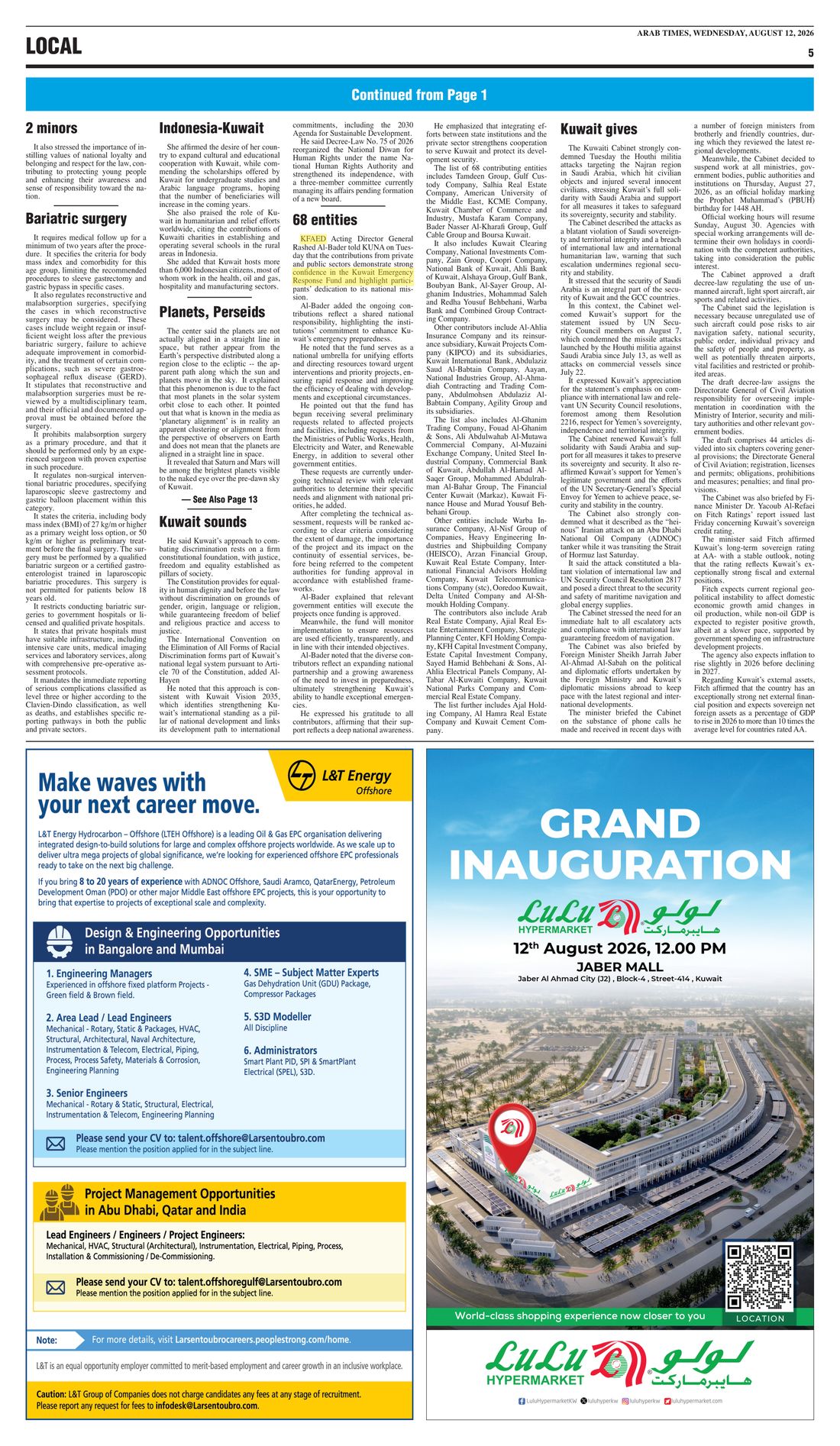 Arab Times clipping
