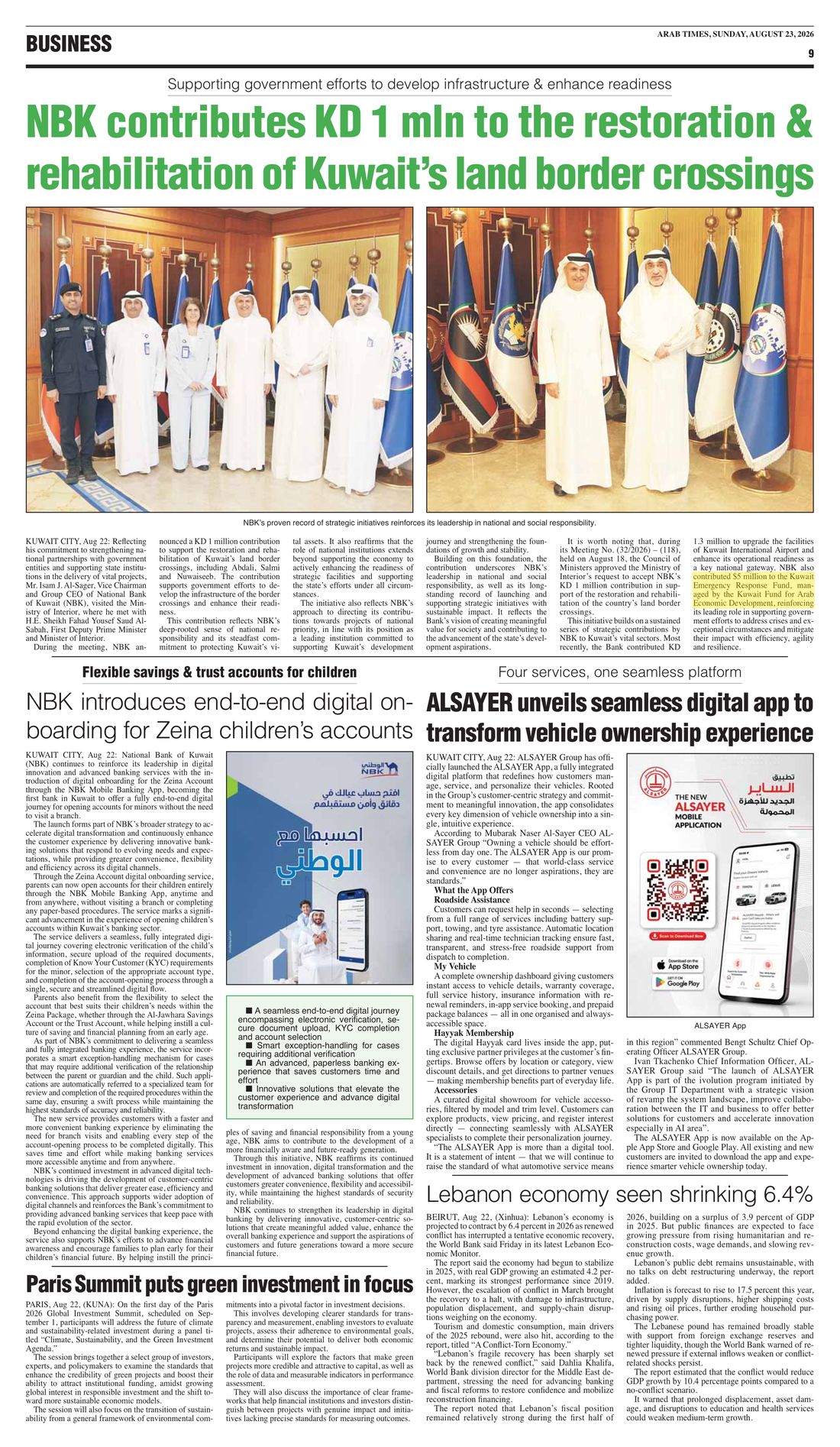 Arab Times clipping