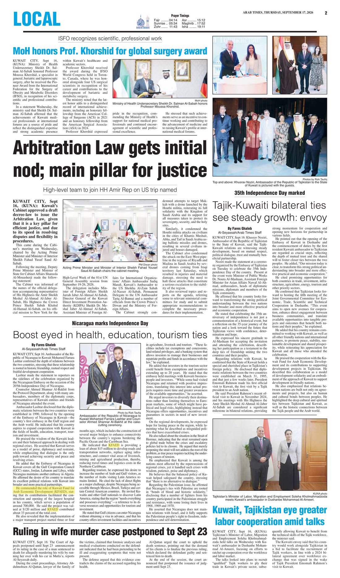 Arab Times clipping
