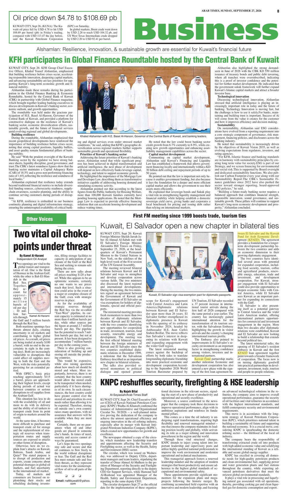 Arab Times clipping