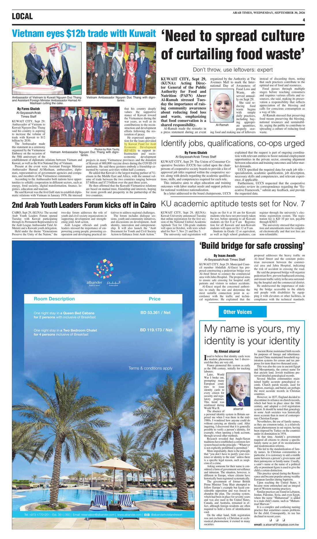 Arab Times clipping