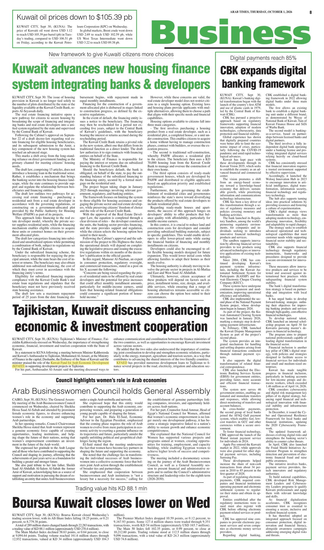 Arab Times clipping