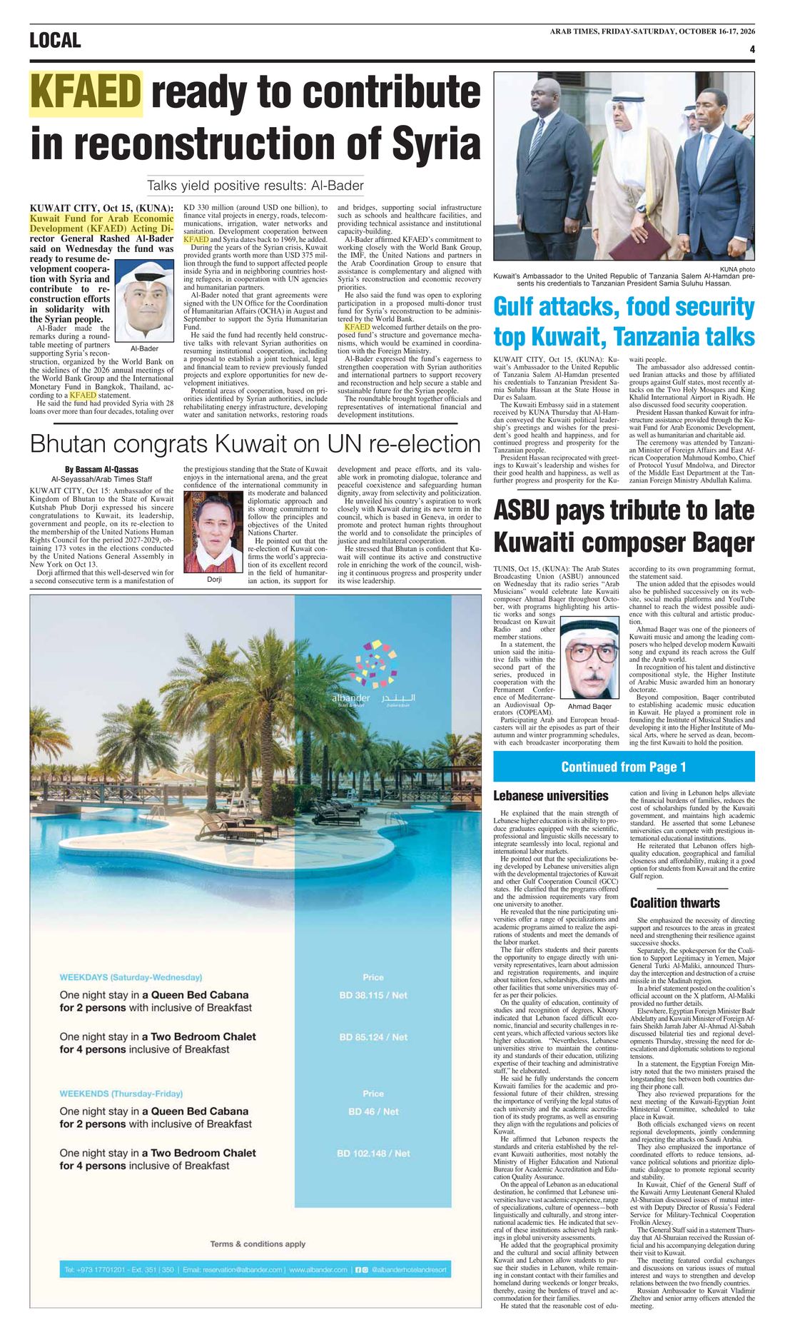 Arab Times clipping