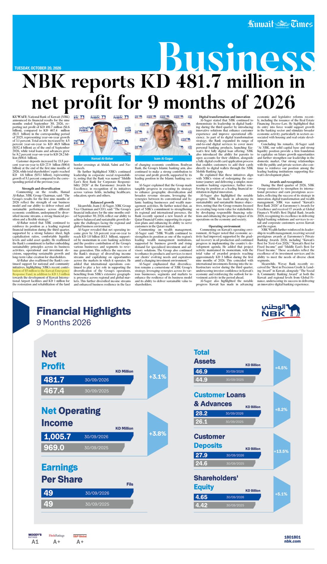 Kuwait Times clipping