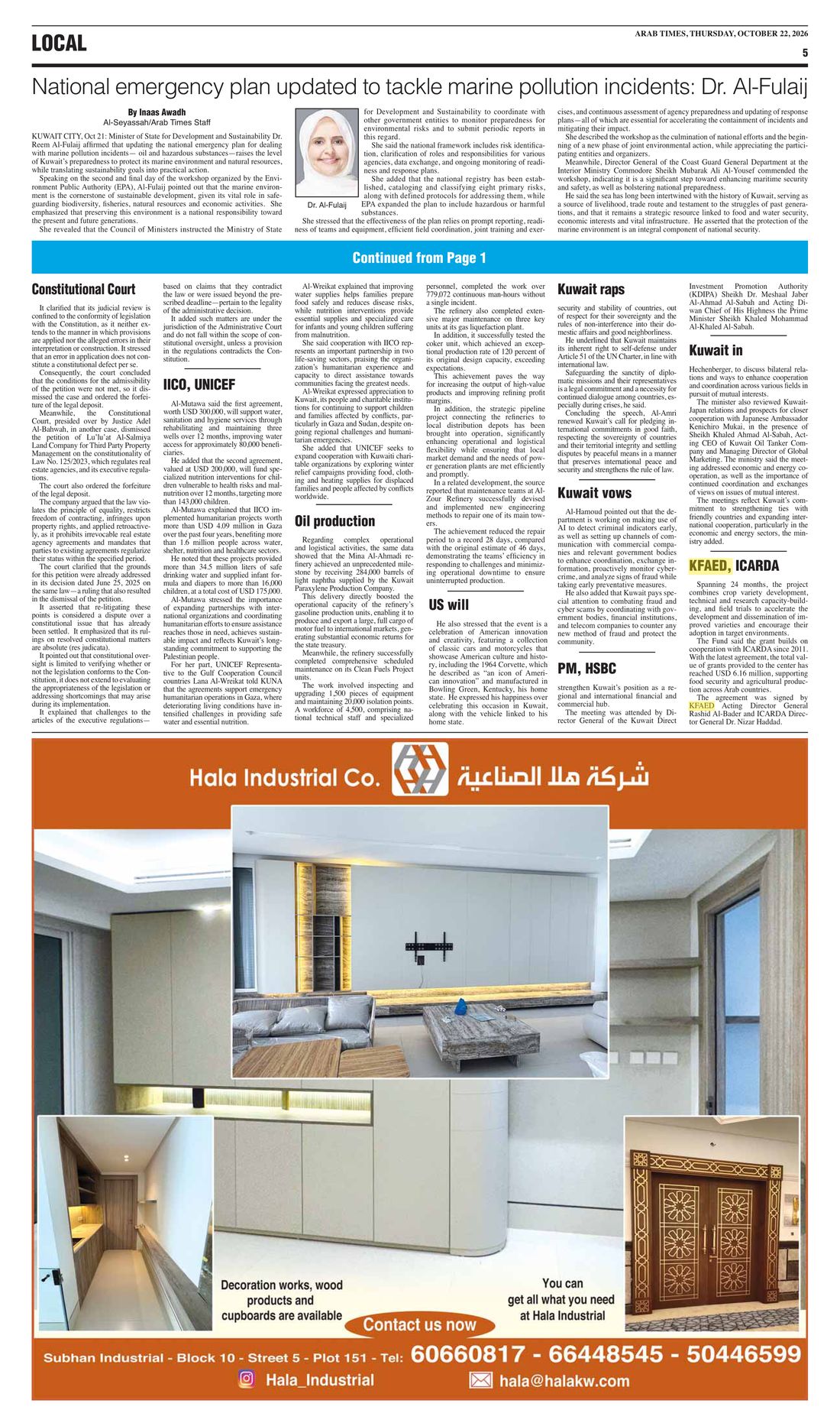 Arab Times clipping