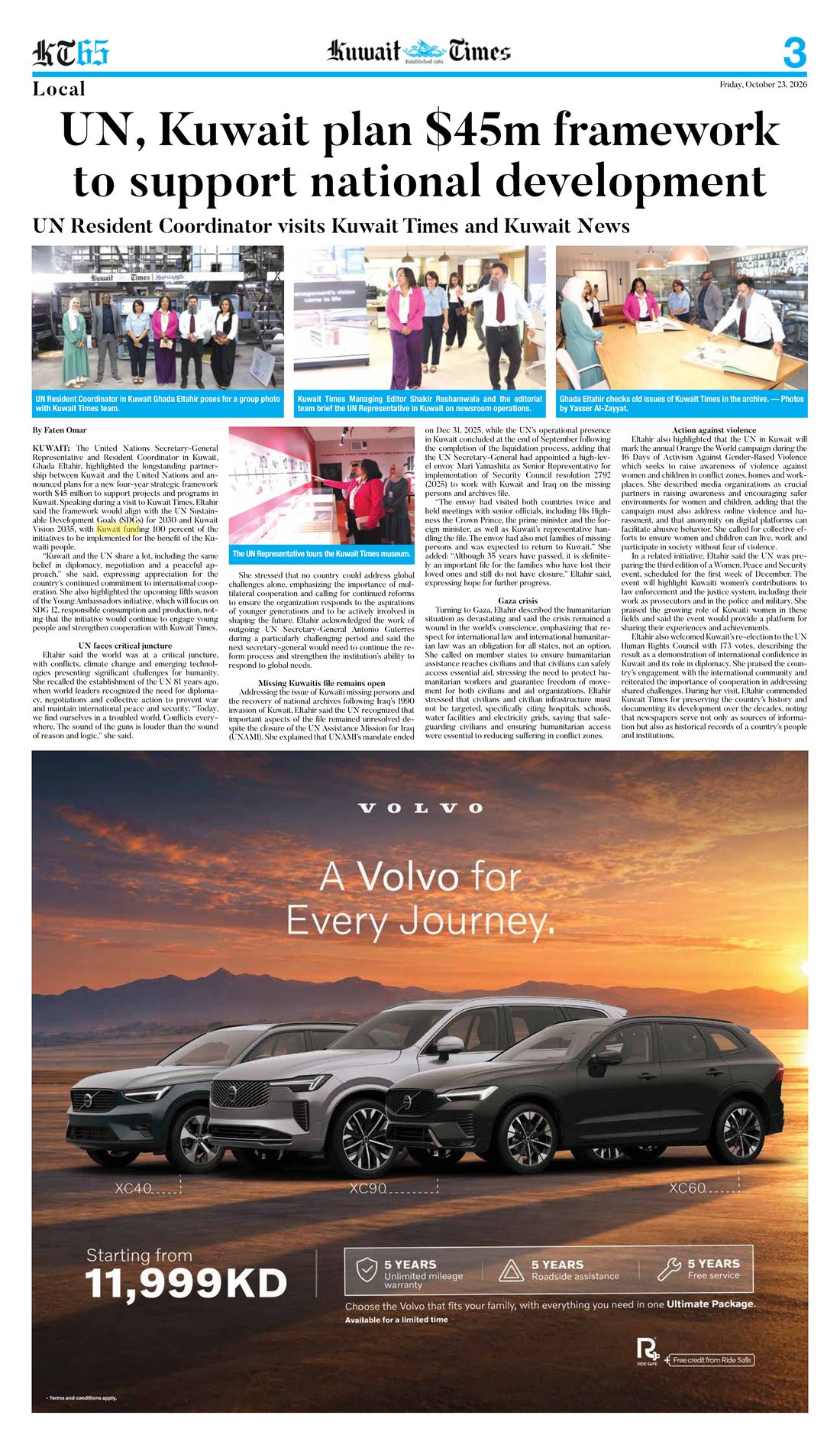 Kuwait Times clipping